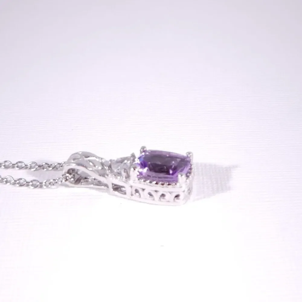Amethyst Rose de France Pendant Necklace & Stainless Steel Chain